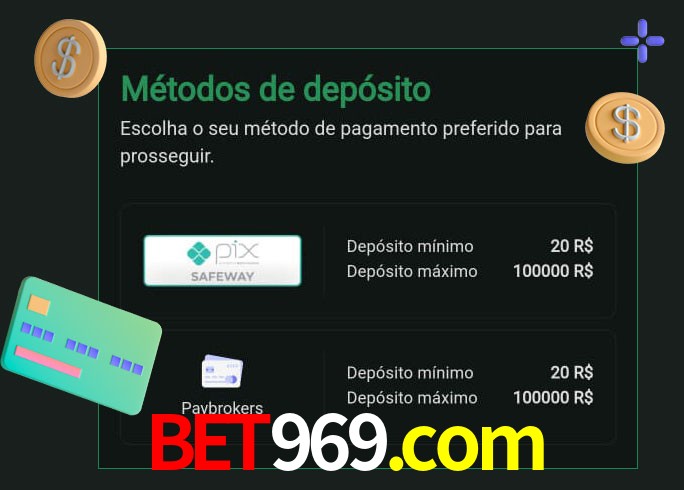 O cassino bet969.com oferece uma grande variedade de métodos de pagamento